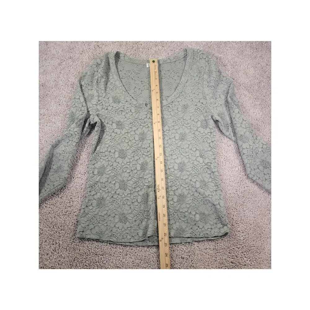Free People Cloud Ride Lace Blouse L Sea Grass Boho Romantic Festival Feminine